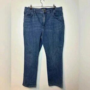 Lee Womens Blue High Rise Relaxed Fit Straight Slimming Denim Jeans 16 Short